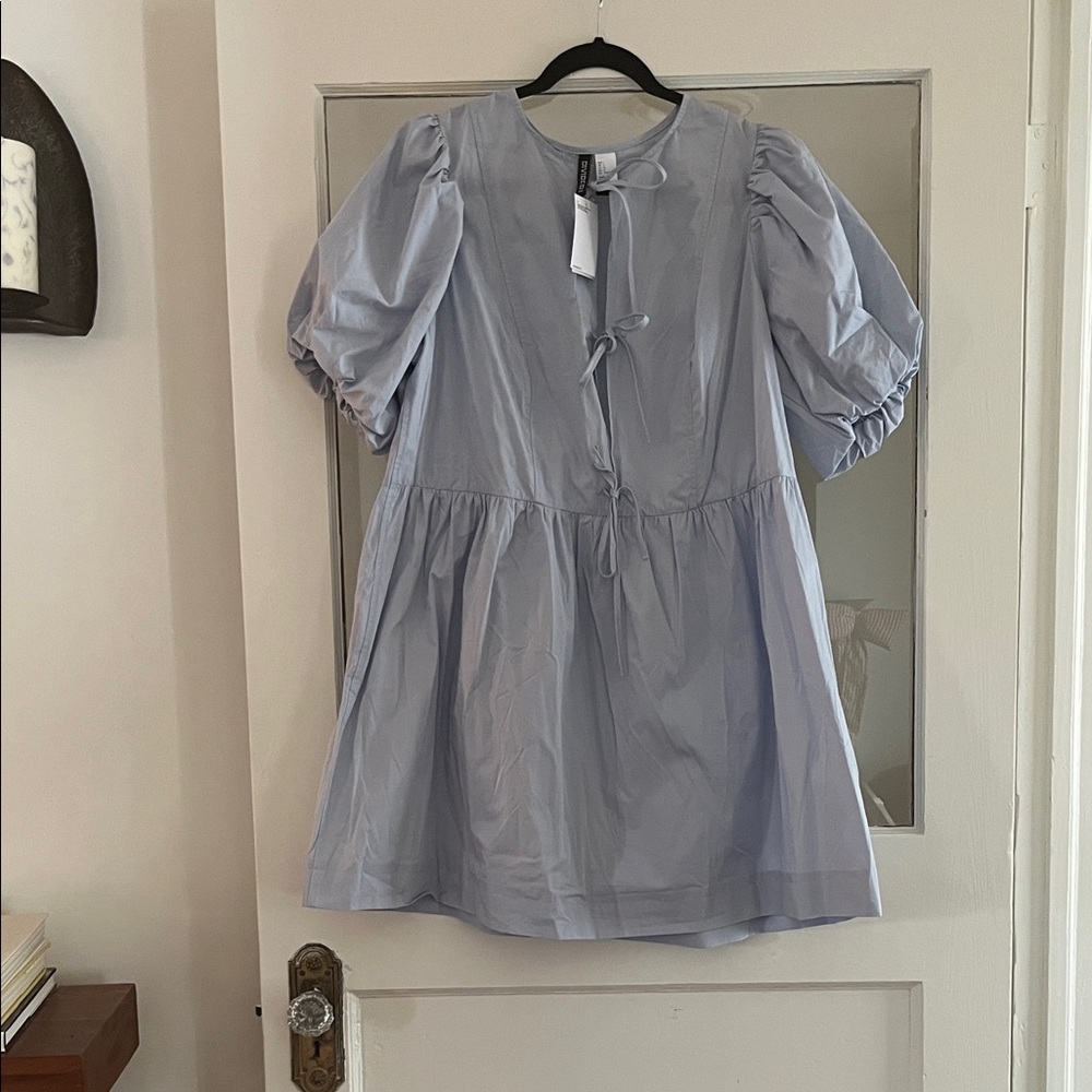 NWT H&M Poplin Tie Front Mini Dress
